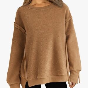 NWT Zeagoo Womens Fuzzy Fleece Oversized Crewneck Long Seeve Casual Sweatshirt